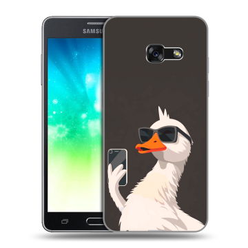 Силиконовый противоударный чехол на Samsung Galaxy A3 (2017) с принтом утка в очках Силиконовый противоударный чехол на Samsung Galaxy A3 (2017) с принтом утка в очках