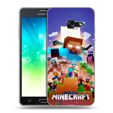 Силиконовый противоударный чехол на Samsung Galaxy A3 (2017) с принтом Майнкрафт Minecraft