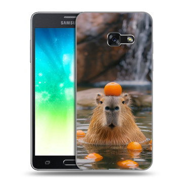 Силиконовый противоударный чехол на Samsung Galaxy A3 (2017) с принтом Капибара с апельсином Силиконовый противоударный чехол на Samsung Galaxy A3 (2017) с принтом Капибара с апельсином
