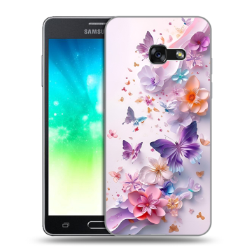 Силиконовый противоударный чехол на Samsung Galaxy A3 (2017) с принтом цветы бабочки