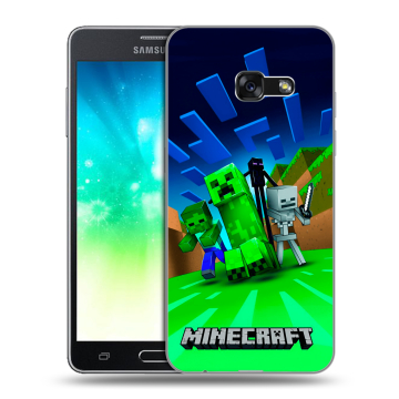 Силиконовый противоударный чехол на Samsung Galaxy A3 (2017) с принтом Майнкрафт