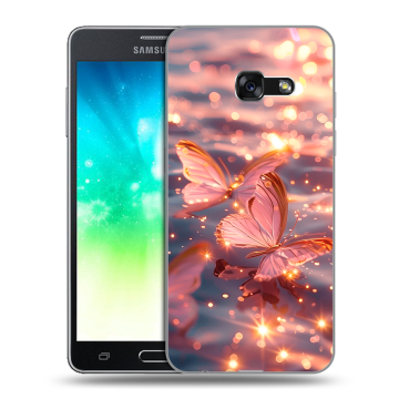 Силиконовый противоударный чехол на Samsung Galaxy A3 (2017) с принтом бабочки розовые
