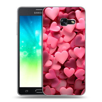 Силиконовый противоударный чехол на Samsung Galaxy A3 (2017) с принтом розовые сердечки