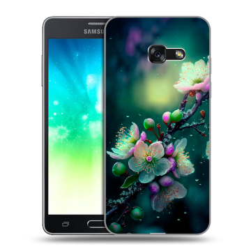 Силиконовый противоударный чехол на Samsung Galaxy A3 (2017) с принтом Цветы и мрамор