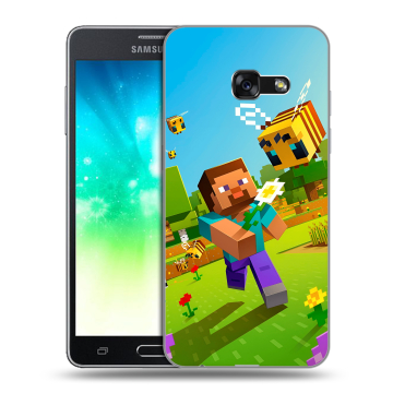 Силиконовый противоударный чехол на Samsung Galaxy A3 (2017) с принтом Майнкрафт Minecraft
