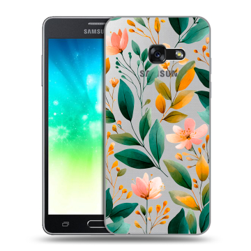 Силиконовый противоударный чехол на Samsung Galaxy A3 (2017) с принтом Цветы паттерн Силиконовый противоударный чехол на Samsung Galaxy A3 (2017) с принтом Цветы паттерн