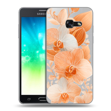 Силиконовый противоударный чехол на Samsung Galaxy A3 (2017) с принтом Бежевые цветы Силиконовый противоударный чехол на Samsung Galaxy A3 (2017) с принтом Бежевые цветы