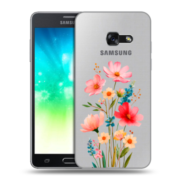 Силиконовый противоударный чехол на Samsung Galaxy A3 (2017) с принтом Цветы Силиконовый противоударный чехол на Samsung Galaxy A3 (2017) с принтом Цветы