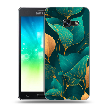 Силиконовый противоударный чехол на Samsung Galaxy A3 (2017) с принтом Листья и золото Силиконовый противоударный чехол на Samsung Galaxy A3 (2017) с принтом Листья и золото