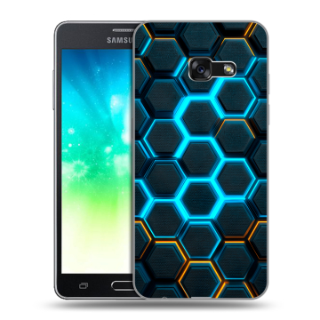 Силиконовый противоударный чехол на Samsung Galaxy A3 (2017) с принтом Неоновые соты Силиконовый противоударный чехол на Samsung Galaxy A3 (2017) с принтом Неоновые соты