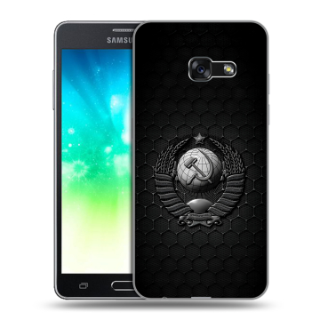 Силиконовый противоударный чехол на Samsung Galaxy A3 (2017) с принтом Герб Флаг СССР