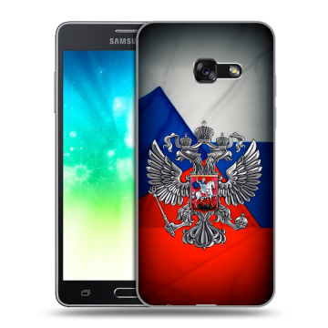 Силиконовый противоударный чехол на Samsung Galaxy A3 (2017) с принтом Флаг России