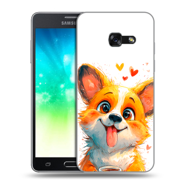 Силиконовый противоударный чехол на Samsung Galaxy A3 (2017) с принтом корги Силиконовый противоударный чехол на Samsung Galaxy A3 (2017) с принтом корги