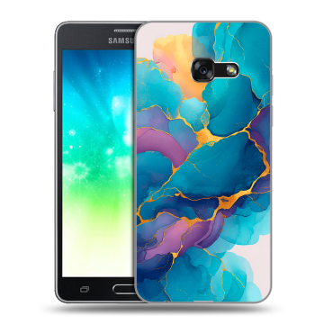 Силиконовый противоударный чехол на Samsung Galaxy A3 (2017) с принтом Мрамор блестки Силиконовый противоударный чехол на Samsung Galaxy A3 (2017) с принтом Мрамор блестки