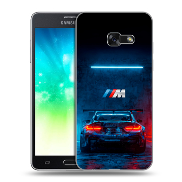 Силиконовый противоударный чехол на Samsung Galaxy A3 (2017) с принтом BMW БМВ