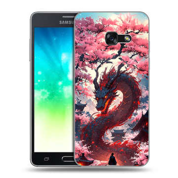 Силиконовый противоударный чехол на Samsung Galaxy A3 (2017) с принтом Дракон Японский