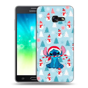 Силиконовый противоударный чехол на Samsung Galaxy A3 (2017) с принтом Стич Новый год Силиконовый противоударный чехол на Samsung Galaxy A3 (2017) с принтом Стич Новый год