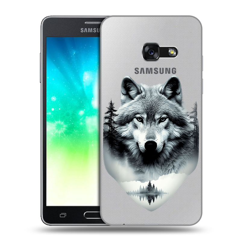 Силиконовый противоударный чехол на Samsung Galaxy A3 (2017) с принтом Волк в лесу Силиконовый противоударный чехол на Samsung Galaxy A3 (2017) с принтом Волк в лесу