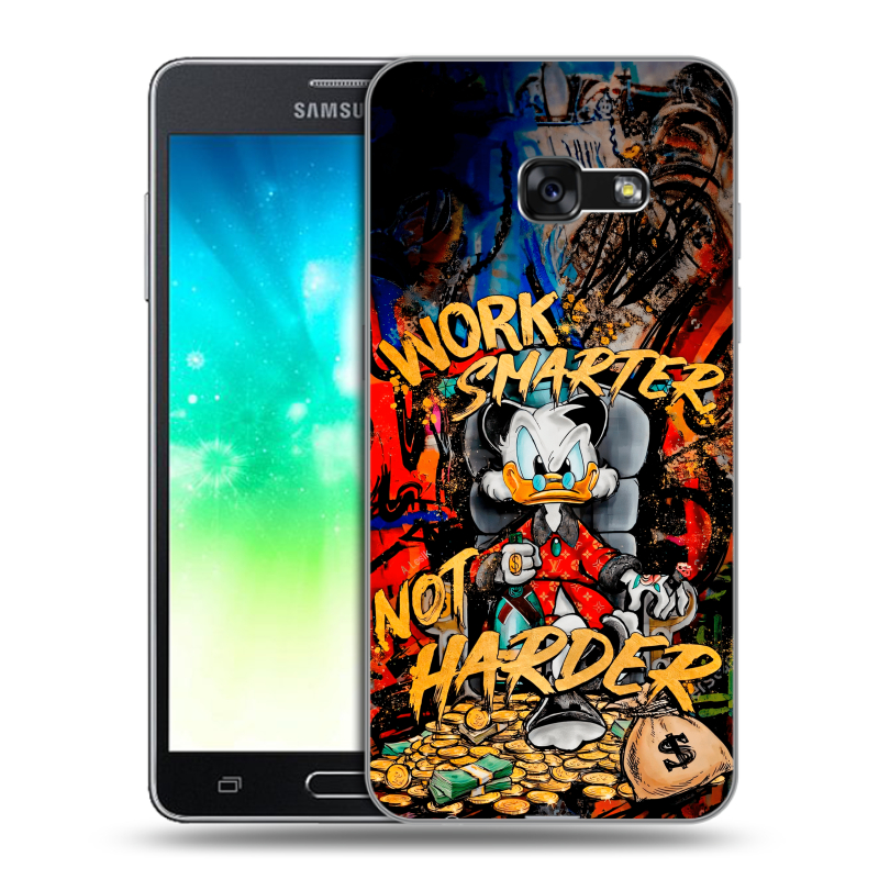 Силиконовый противоударный чехол на Samsung Galaxy A3 (2017) с принтом Дональд Дак Деньги Силиконовый противоударный чехол на Samsung Galaxy A3 (2017) с принтом Дональд Дак Деньги