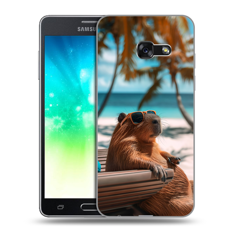 Пластиковый чехол на Samsung Galaxy A3 (2017) с принтом Капибара Пластиковый чехол на Samsung Galaxy A3 (2017) с принтом Капибара