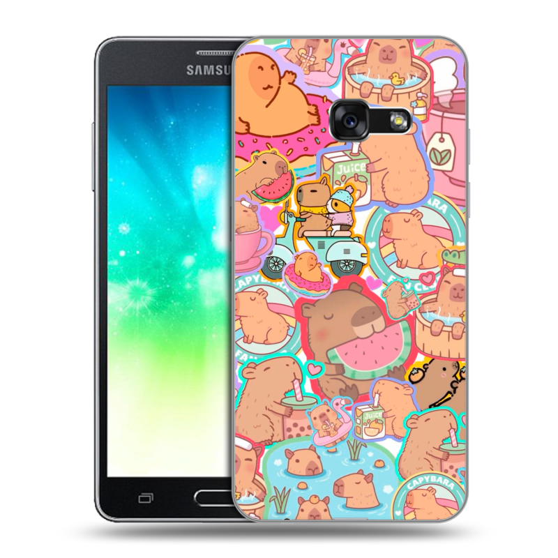 Пластиковый чехол на Samsung Galaxy A3 (2017) с принтом капибары Пластиковый чехол на Samsung Galaxy A3 (2017) с принтом капибары