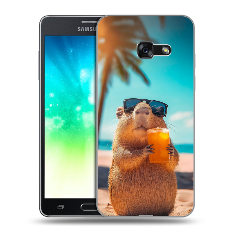 Пластиковый чехол на Samsung Galaxy A3 (2017) с принтом Капибара Пластиковый чехол на Samsung Galaxy A3 (2017) с принтом Капибара