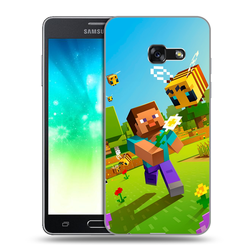 Силиконовый противоударный чехол на Samsung Galaxy A3 (2017) с принтом Майнкрафт Minecraft Силиконовый противоударный чехол на Samsung Galaxy A3 (2017) с принтом Майнкрафт Minecraft