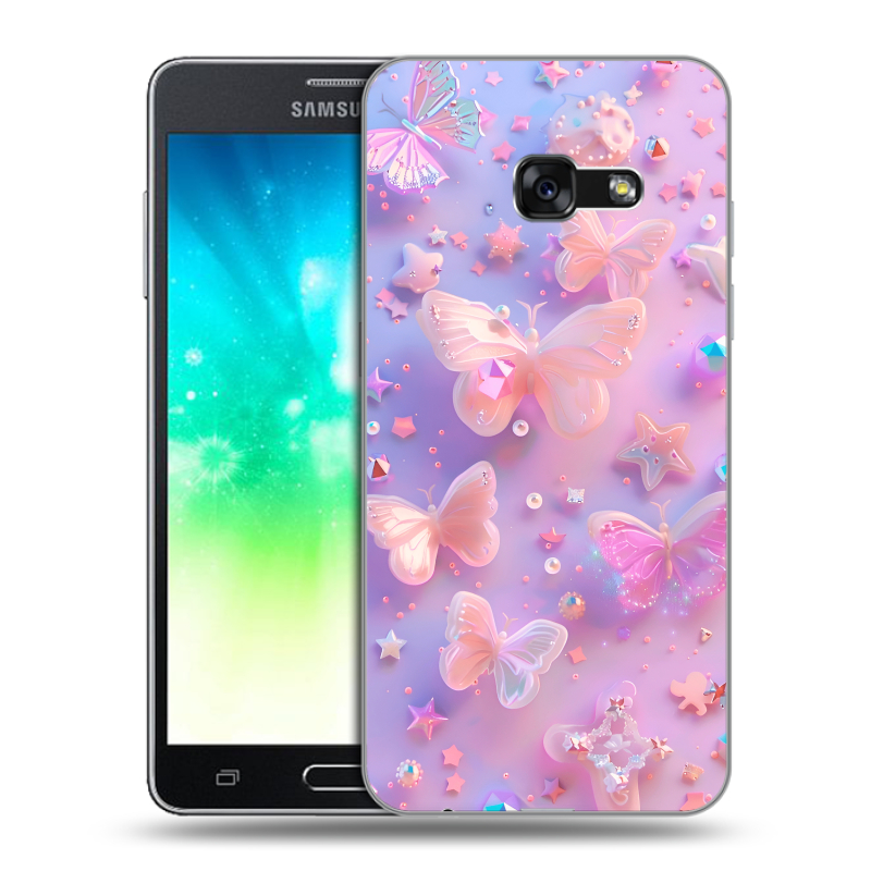 Силиконовый противоударный чехол на Samsung Galaxy A3 (2017) с принтом Бабочки Силиконовый противоударный чехол на Samsung Galaxy A3 (2017) с принтом Бабочки