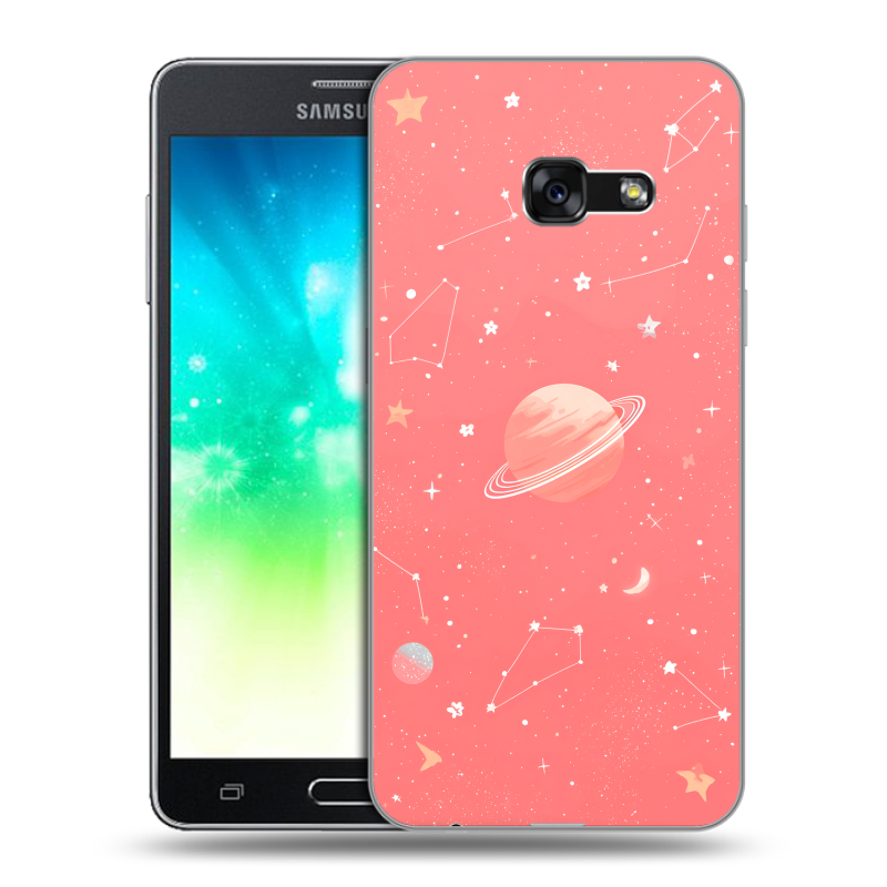 Силиконовый противоударный чехол на Samsung Galaxy A3 (2017) с принтом Розовый космос Силиконовый противоударный чехол на Samsung Galaxy A3 (2017) с принтом Розовый космос