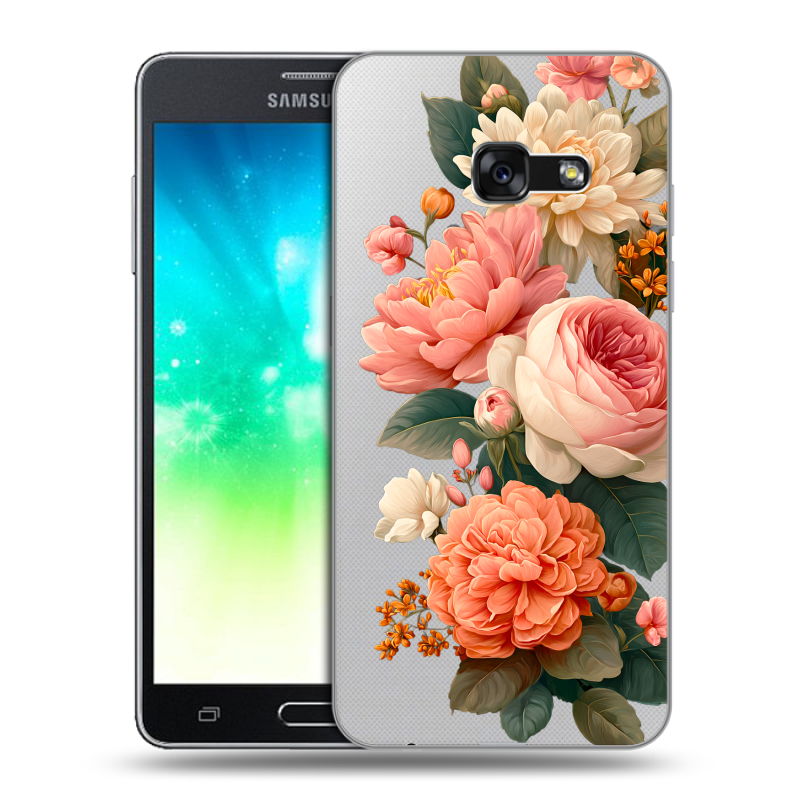 Силиконовый противоударный чехол на Samsung Galaxy A3 (2017) с принтом цветы Силиконовый противоударный чехол на Samsung Galaxy A3 (2017) с принтом цветы