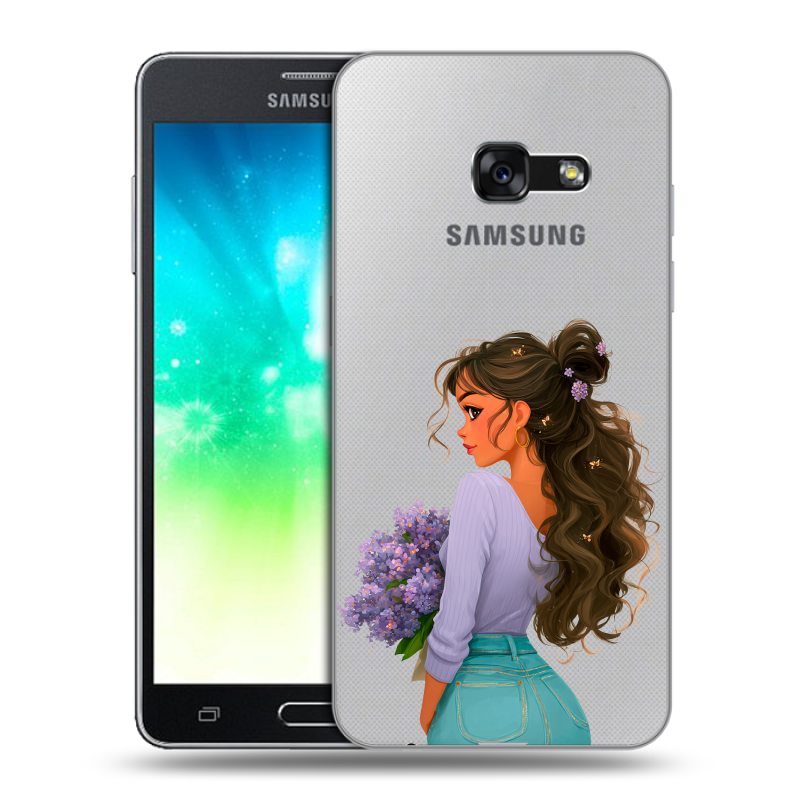 Силиконовый противоударный чехол на Samsung Galaxy A3 (2017) с принтом девушка цветы Силиконовый противоударный чехол на Samsung Galaxy A3 (2017) с принтом девушка цветы