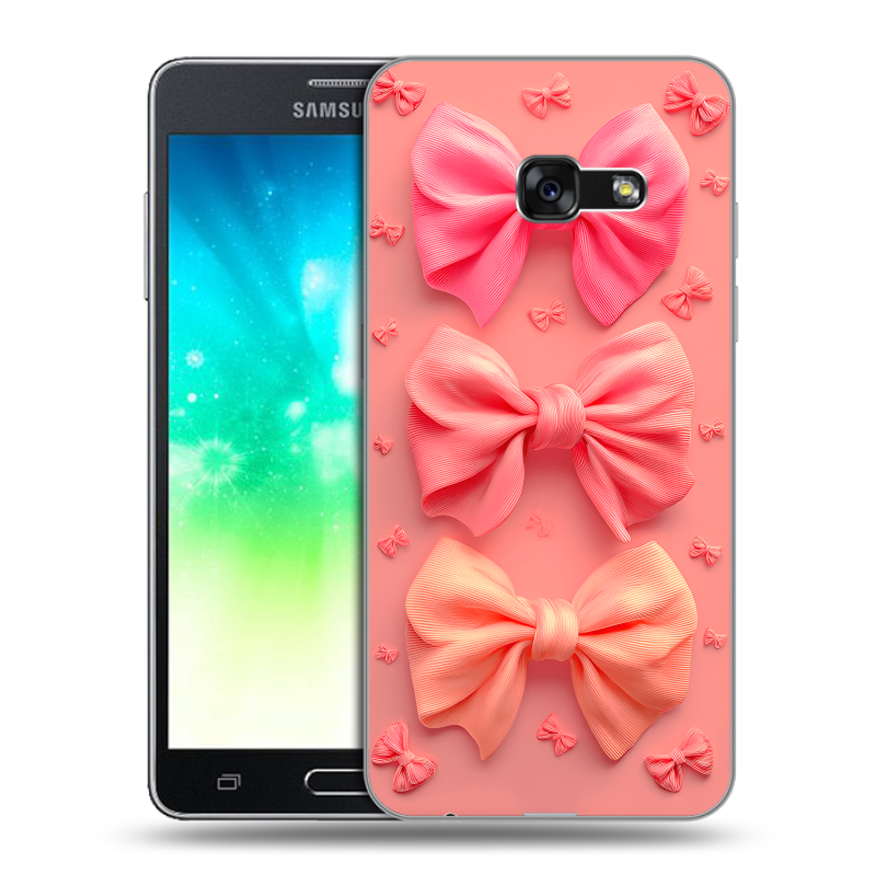 Пластиковый чехол на Samsung Galaxy A3 (2017) с принтом Розовые бантики Пластиковый чехол на Samsung Galaxy A3 (2017) с принтом Розовые бантики