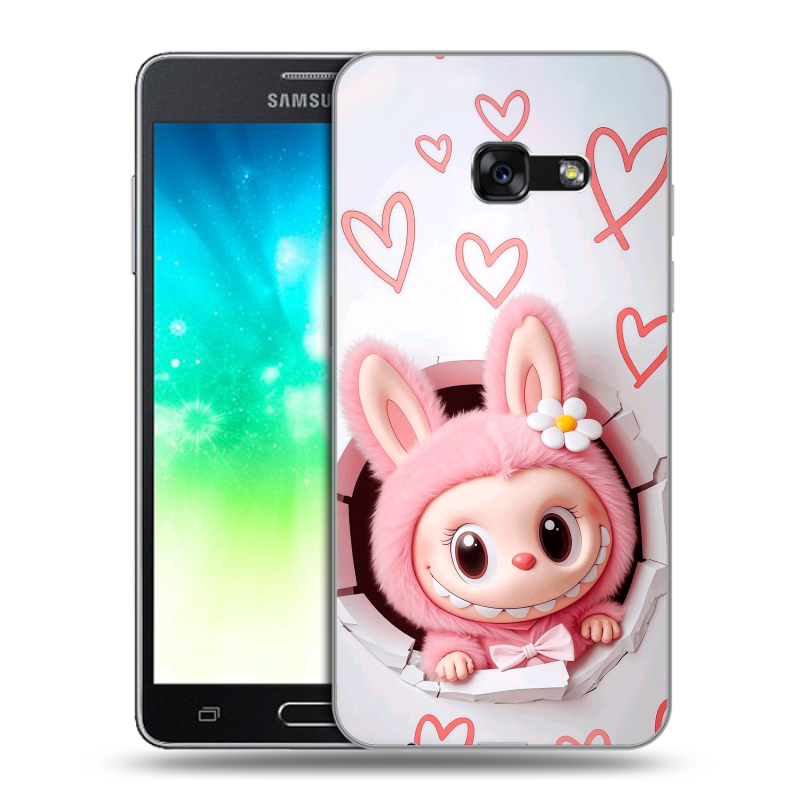 Силиконовый противоударный чехол на Samsung Galaxy A3 (2017) с принтом Labubu Лабубу Силиконовый противоударный чехол на Samsung Galaxy A3 (2017) с принтом Labubu Лабубу