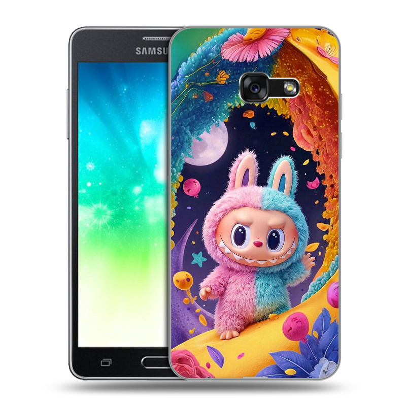 Силиконовый противоударный чехол на Samsung Galaxy A3 (2017) с принтом Labubu Лабубу Силиконовый противоударный чехол на Samsung Galaxy A3 (2017) с принтом Labubu Лабубу