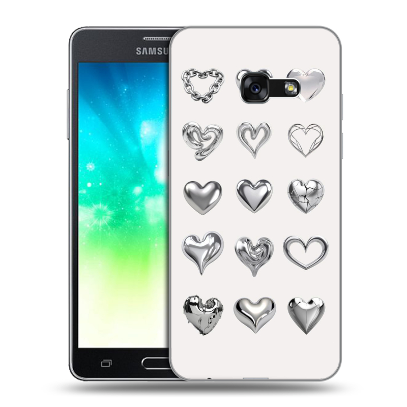Пластиковый чехол на Samsung Galaxy A3 (2017) с принтом Y2K сердечки Пластиковый чехол на Samsung Galaxy A3 (2017) с принтом Y2K сердечки