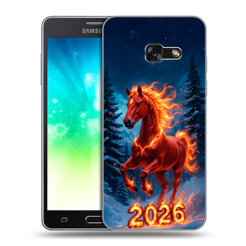 Силиконовый противоударный чехол на Samsung Galaxy A3 (2017) с принтом Новый год коня Силиконовый противоударный чехол на Samsung Galaxy A3 (2017) с принтом Новый год коня