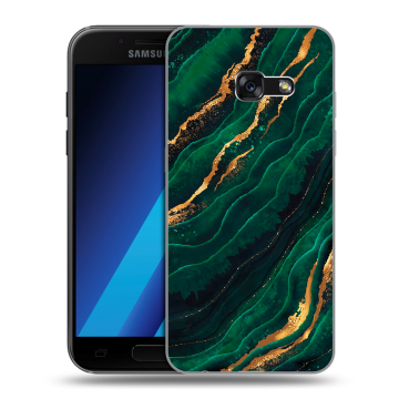 Силиконовый чехол на Samsung Galaxy A7 (2017) с принтом Мрамор зеленое золото Силиконовый чехол на Samsung Galaxy A7 (2017) с принтом Мрамор зеленое золото