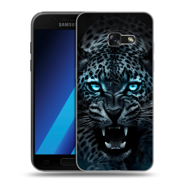 Силиконовый чехол на Samsung Galaxy A7 (2017) с принтом Темный леопард Силиконовый чехол на Samsung Galaxy A7 (2017) с принтом Темный леопард