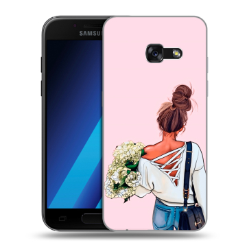 Силиконовый чехол на Samsung Galaxy A7 (2017) с принтом Девушка и букет Силиконовый чехол на Samsung Galaxy A7 (2017) с принтом Девушка и букет