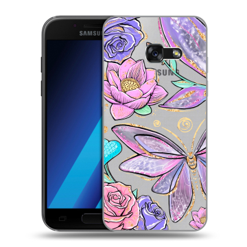 Силиконовый чехол на Samsung Galaxy A7 (2017) с принтом Бабочки и цветы Силиконовый чехол на Samsung Galaxy A7 (2017) с принтом Бабочки и цветы