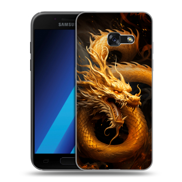 Силиконовый чехол на Samsung Galaxy A7 (2017) с принтом Золотой дракон