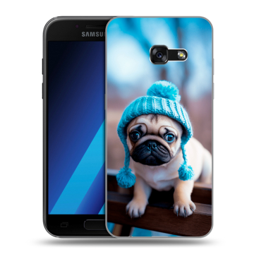 Силиконовый чехол на Samsung Galaxy A7 (2017) с принтом Мопс в шапке Силиконовый чехол на Samsung Galaxy A7 (2017) с принтом Мопс в шапке
