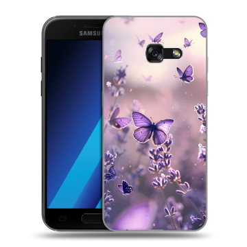 Силиконовый чехол на Samsung Galaxy A7 (2017) с принтом бабочки и лаванда