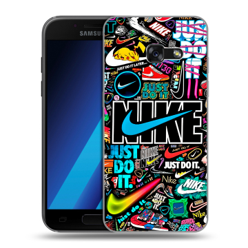 Силиконовый чехол на Samsung Galaxy A7 (2017) с принтом найк nike черный
