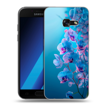 Силиконовый чехол на Samsung Galaxy A7 (2017) с принтом голубые орхидеи Силиконовый чехол на Samsung Galaxy A7 (2017) с принтом голубые орхидеи
