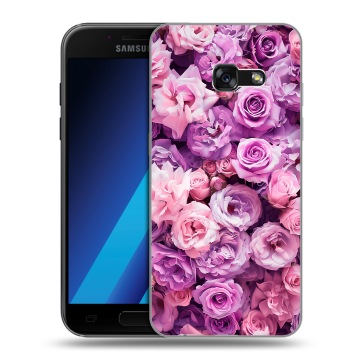 Силиконовый чехол на Samsung Galaxy A7 (2017) с принтом лавандовые розы Силиконовый чехол на Samsung Galaxy A7 (2017) с принтом лавандовые розы