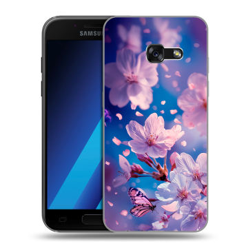 Силиконовый чехол на Samsung Galaxy A7 (2017) с принтом цветы бабочки Силиконовый чехол на Samsung Galaxy A7 (2017) с принтом цветы бабочки