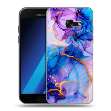 Силиконовый чехол на Samsung Galaxy A7 (2017) с принтом синий мрамор Силиконовый чехол на Samsung Galaxy A7 (2017) с принтом синий мрамор