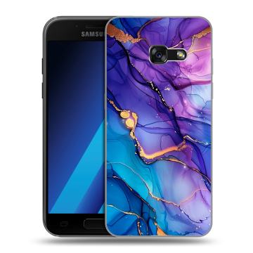Силиконовый чехол на Samsung Galaxy A7 (2017) с принтом синий мрамор Силиконовый чехол на Samsung Galaxy A7 (2017) с принтом синий мрамор