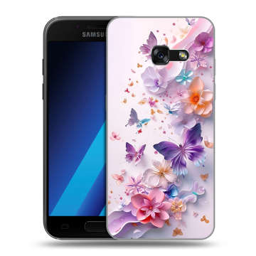 Силиконовый чехол на Samsung Galaxy A7 (2017) с принтом цветы бабочки